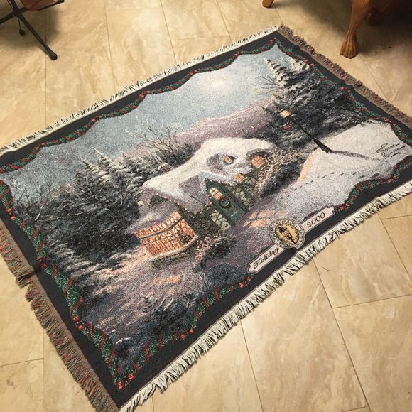 Thomas Kinkade Holiday 2000 Snow Cabin Tapestry Collection - Picture 2 of 9
